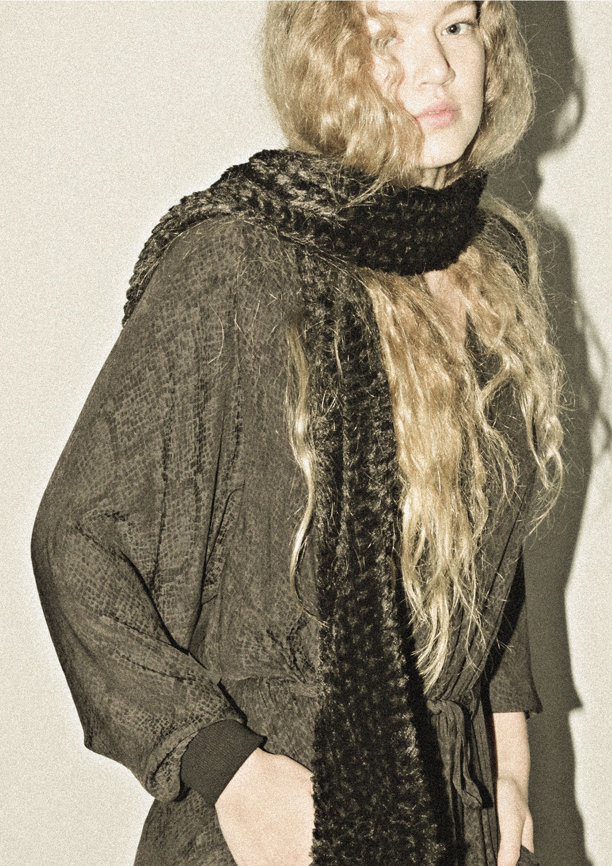 SCARF - FAUX RHOMB FUR black - BERENIK