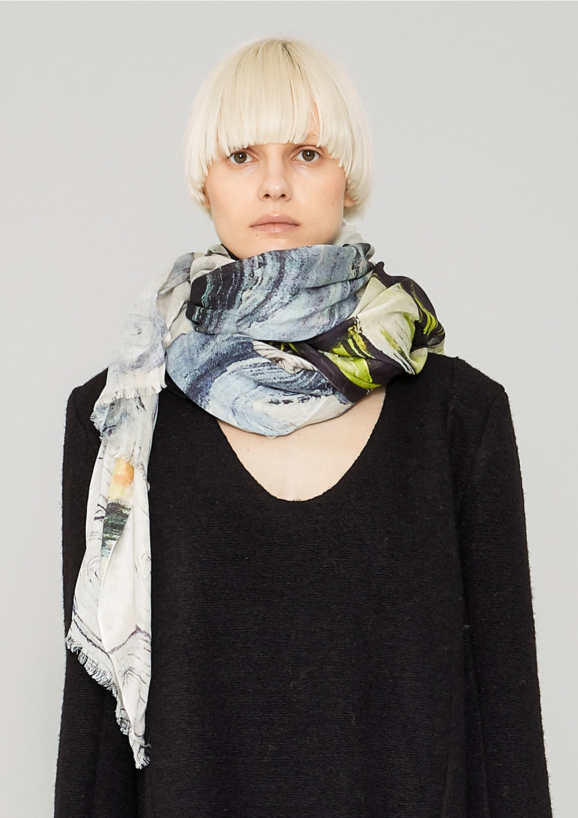 SCARF FRINGE - SOFT MODAL printed drawings - BERENIK