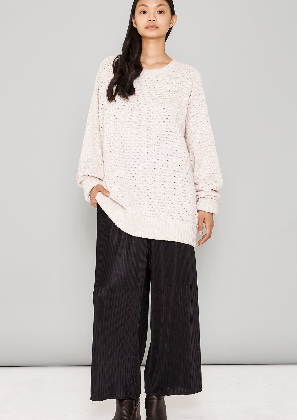 SWEATER OVERSIZE - KNIT PEARL ivory - BERENIK