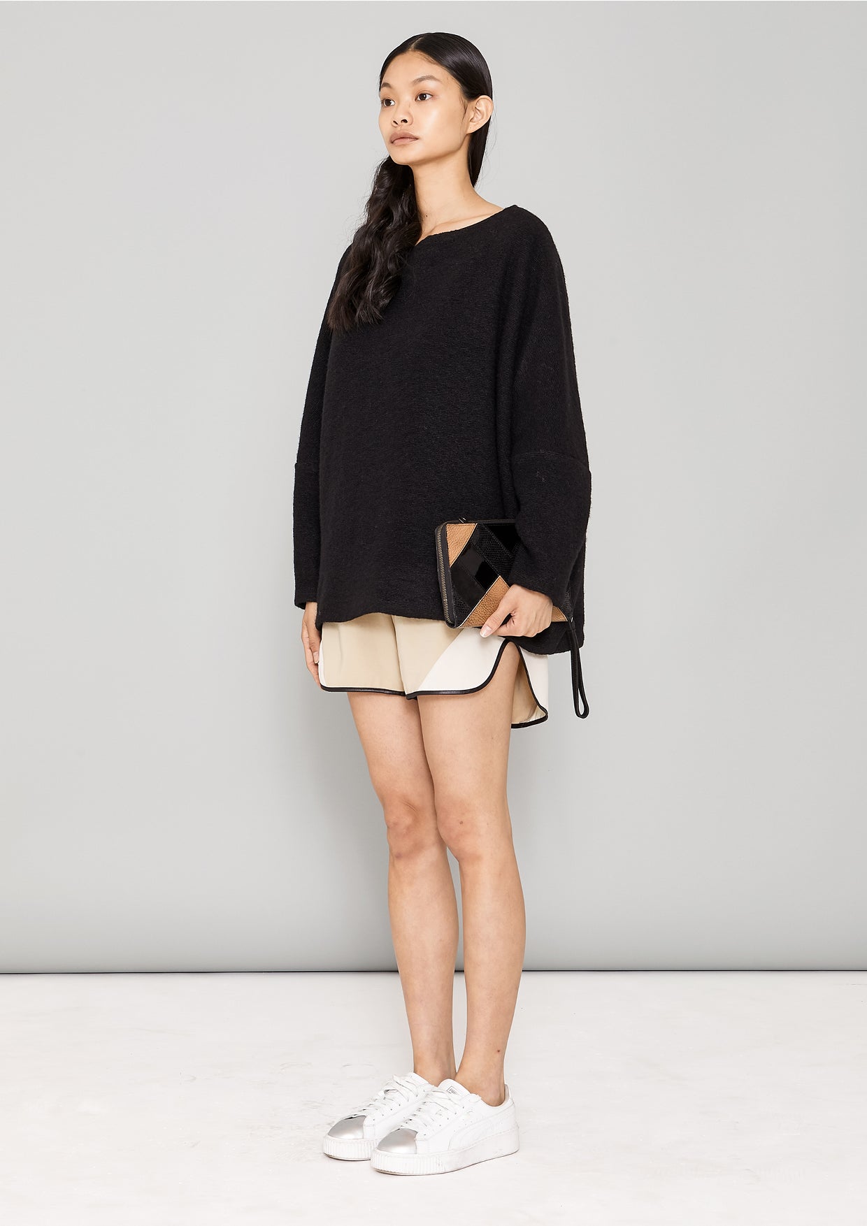 SWEATER POCKETS - WOOL BLEND black - BERENIK