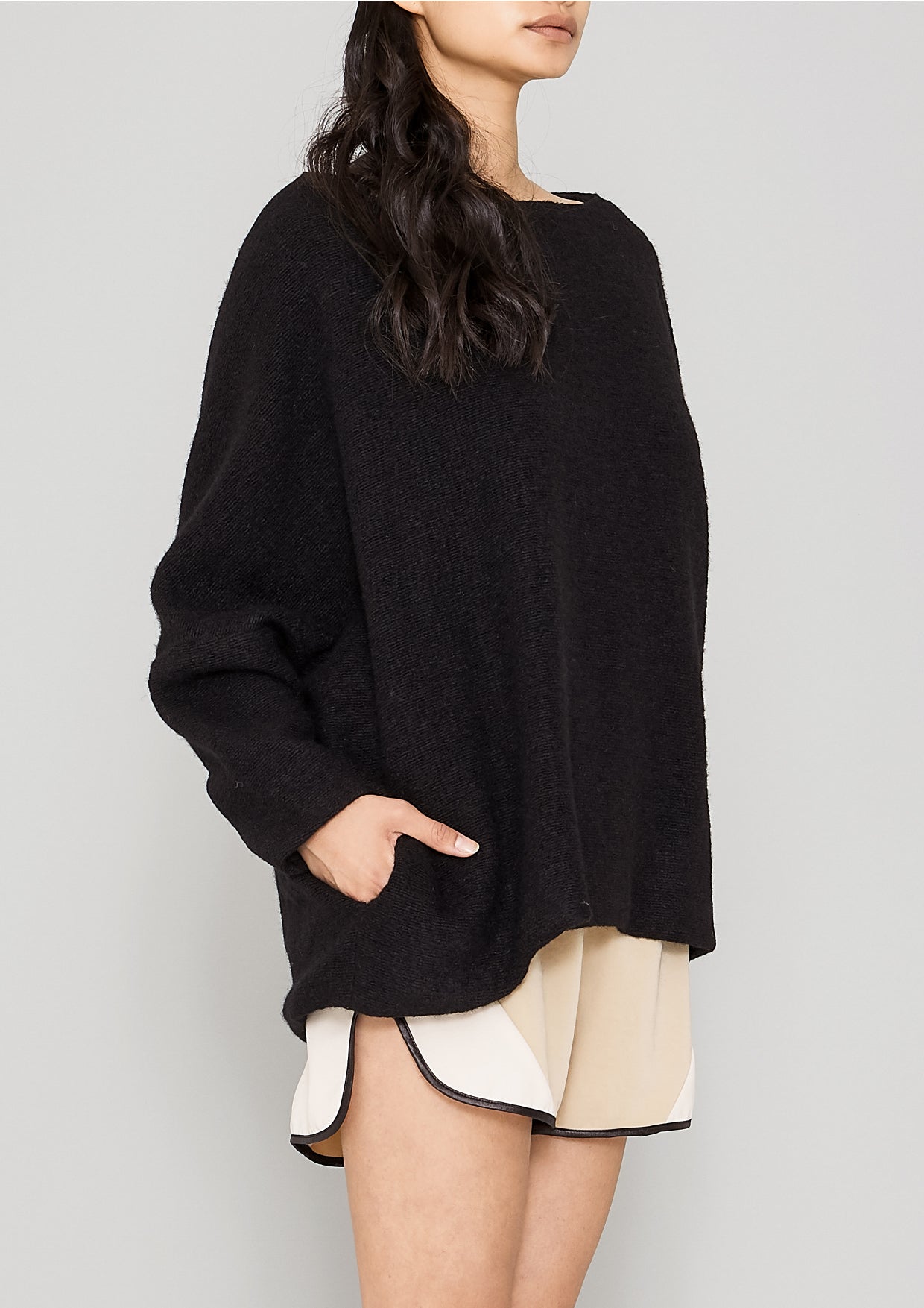 SWEATER POCKETS - WOOL BLEND black - BERENIK