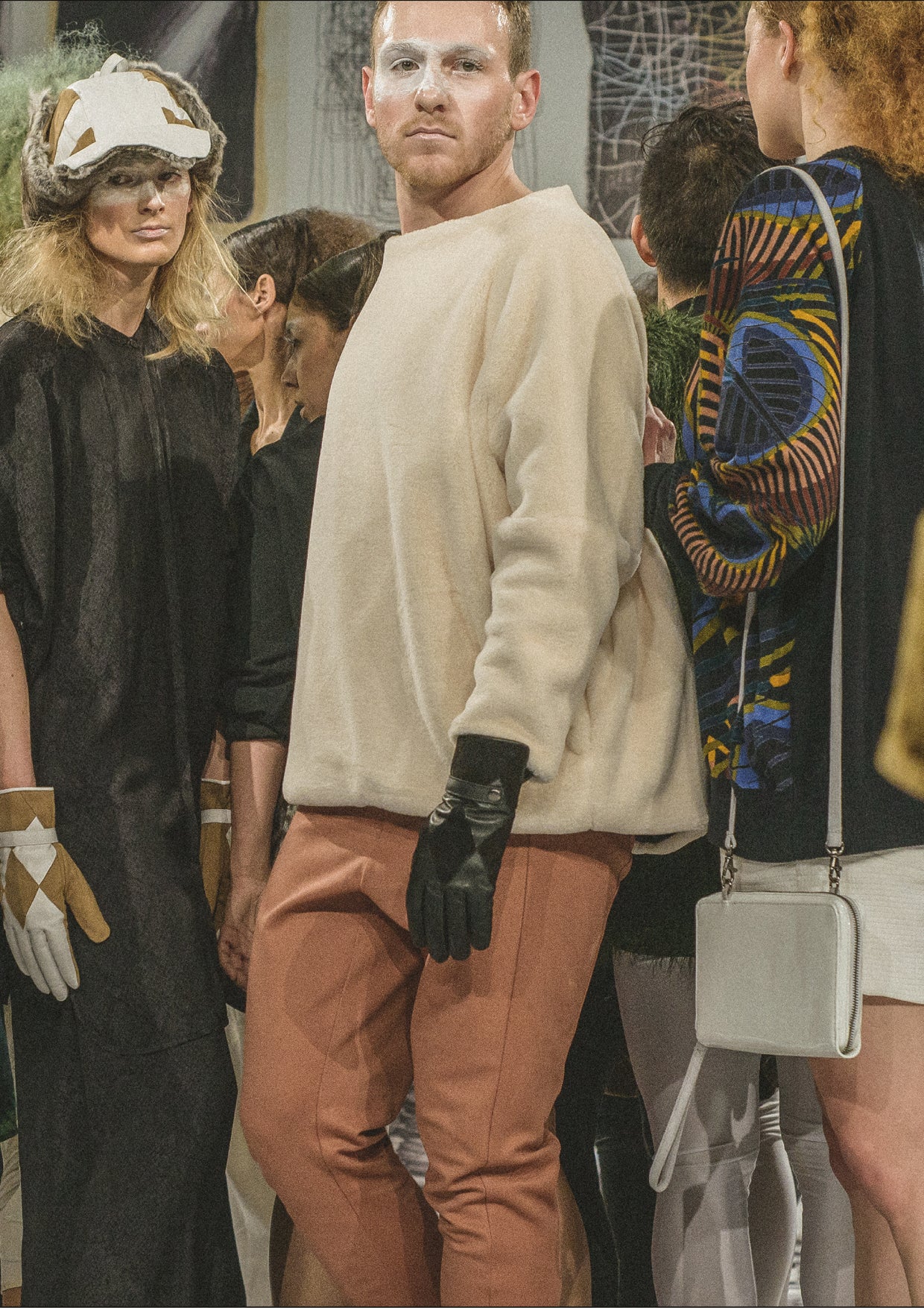 SWEATER POCKETS SOFT FAUX FUR ivory BERENIK