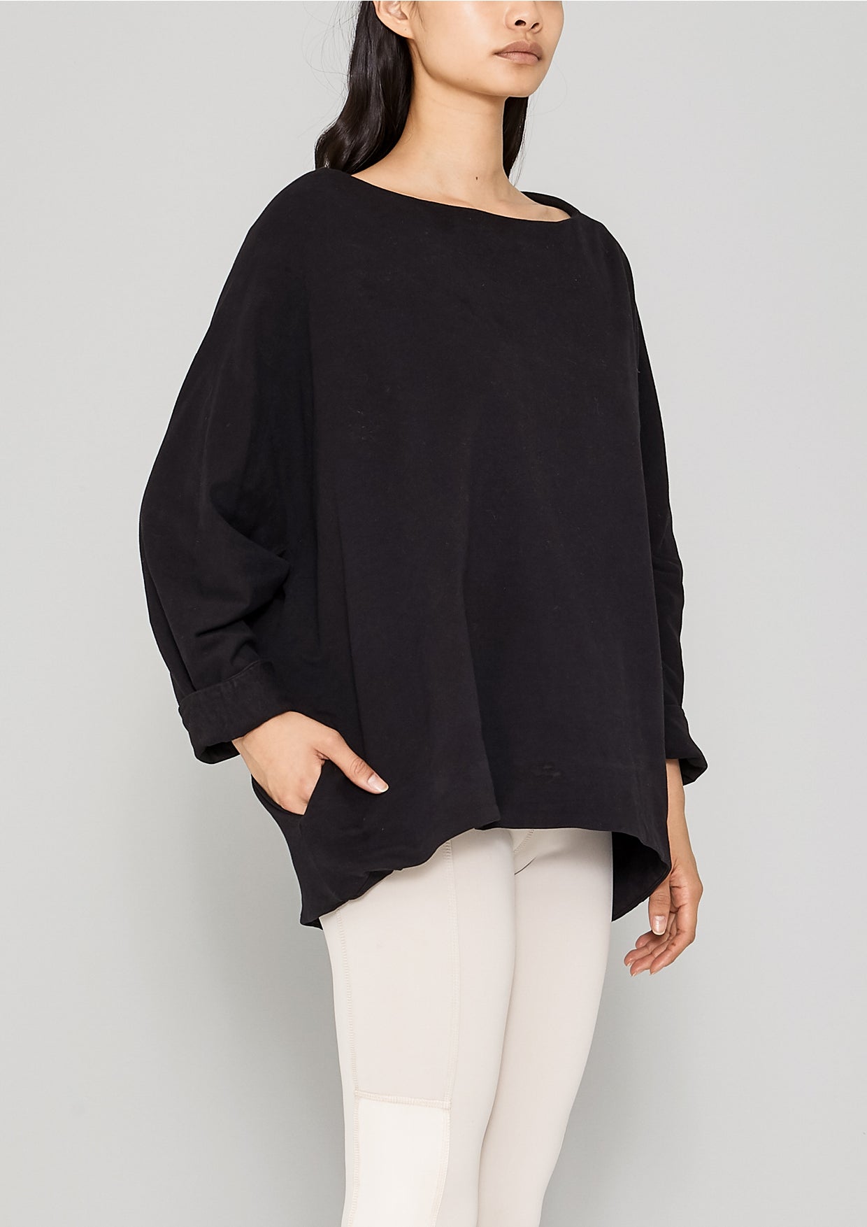 SWEATER POCKETS - COTTON JERSEY black - BERENIK
