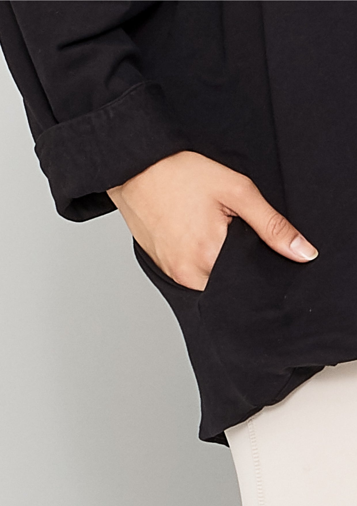 SWEATER POCKETS - COTTON JERSEY black - BERENIK