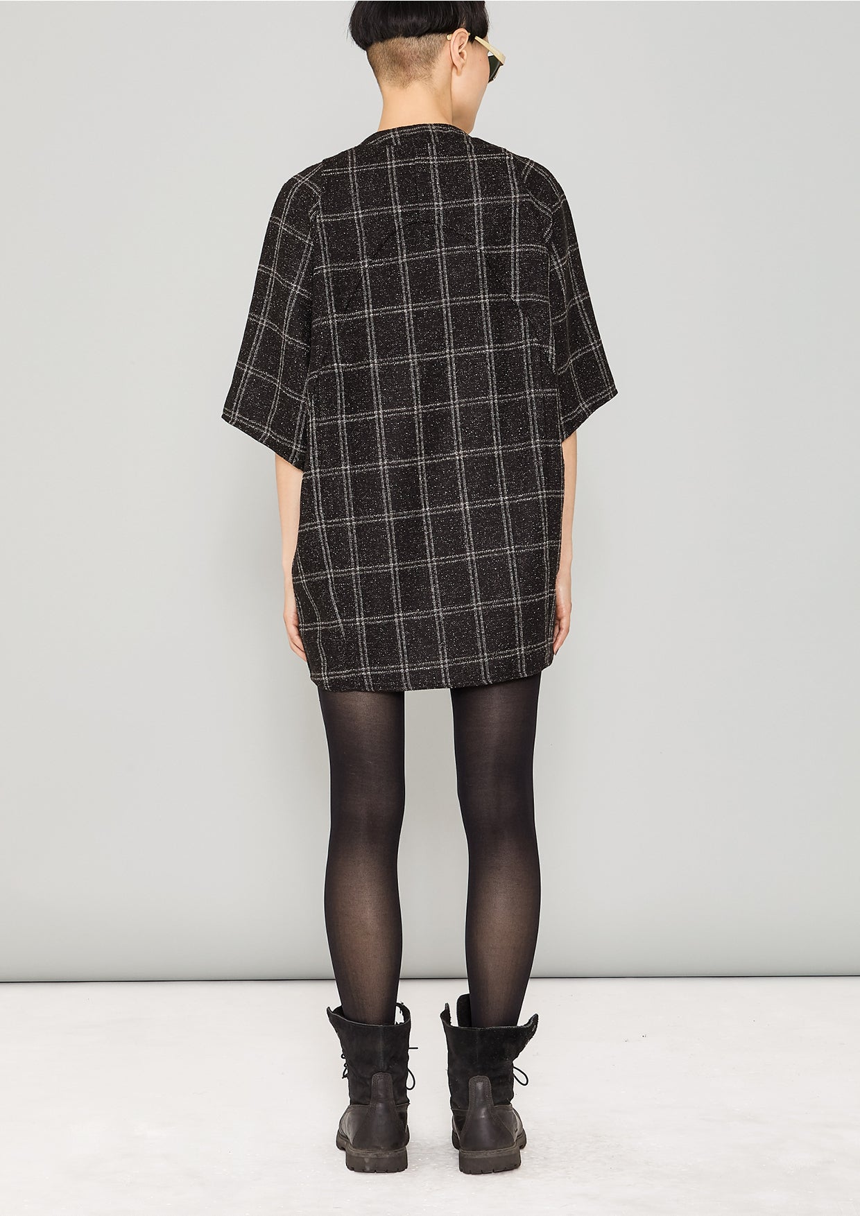 SHIRT V-COLLAR - TWEED black/white - BERENIK