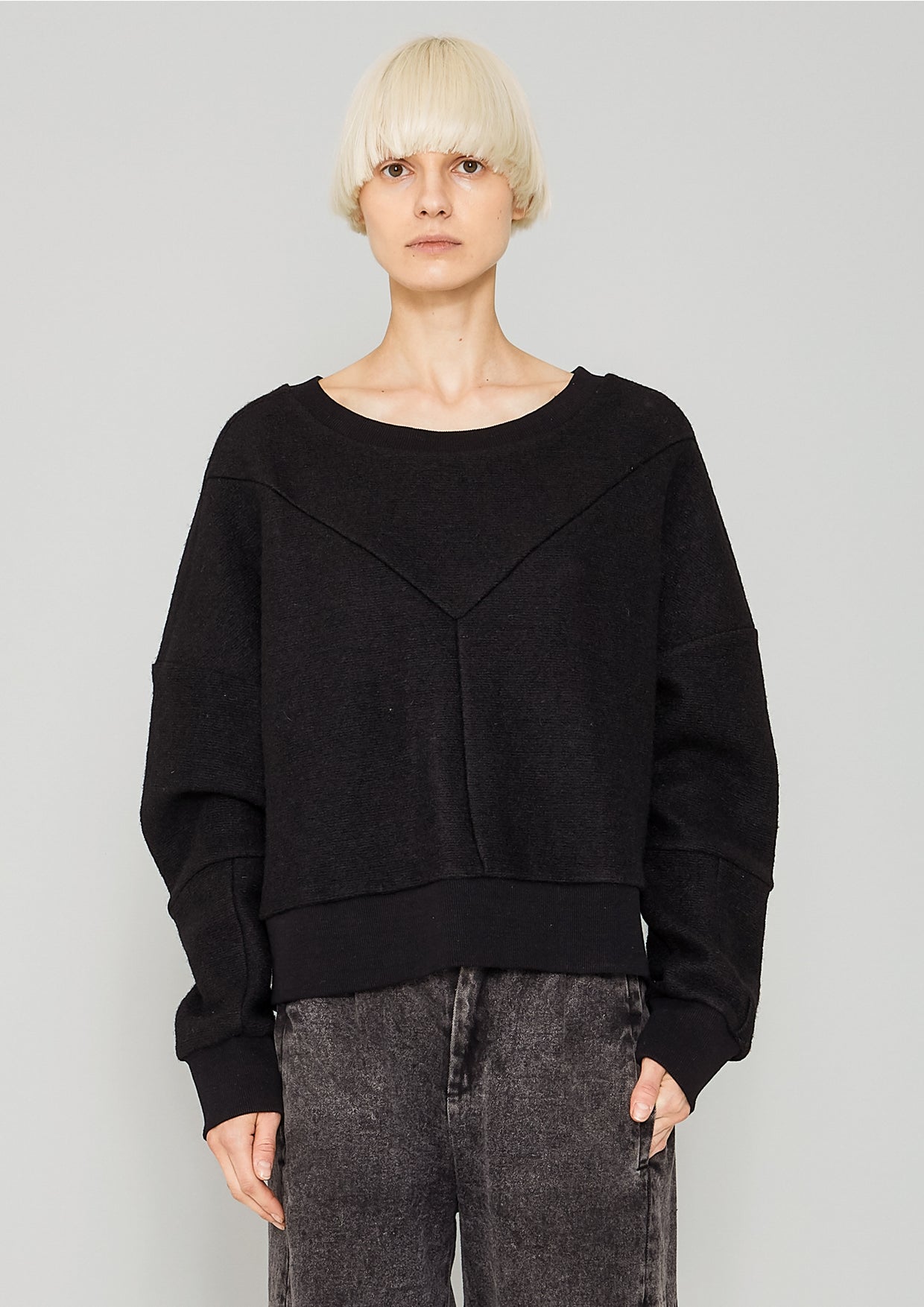 SWEATER PATCHWORK - WOOL BLEND black - BERENIK