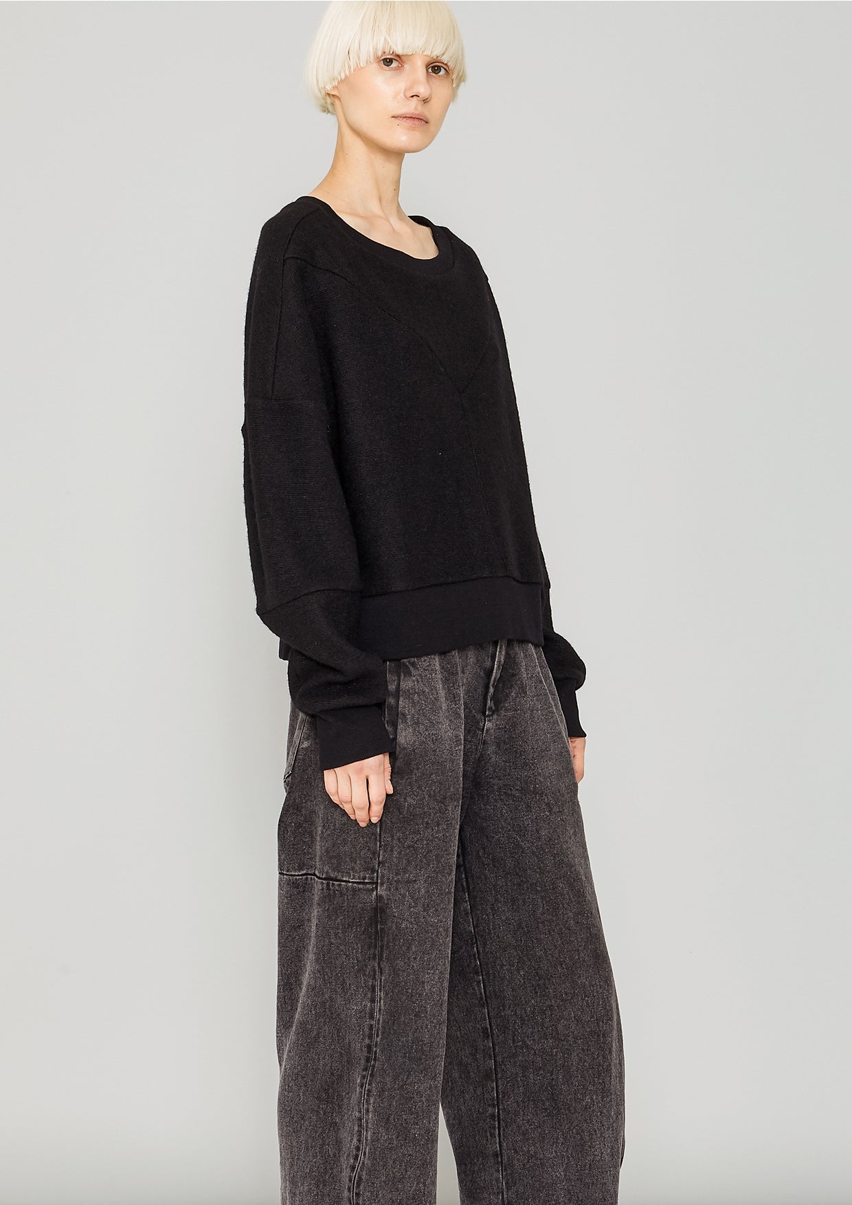 SWEATER PATCHWORK - WOOL BLEND black - BERENIK