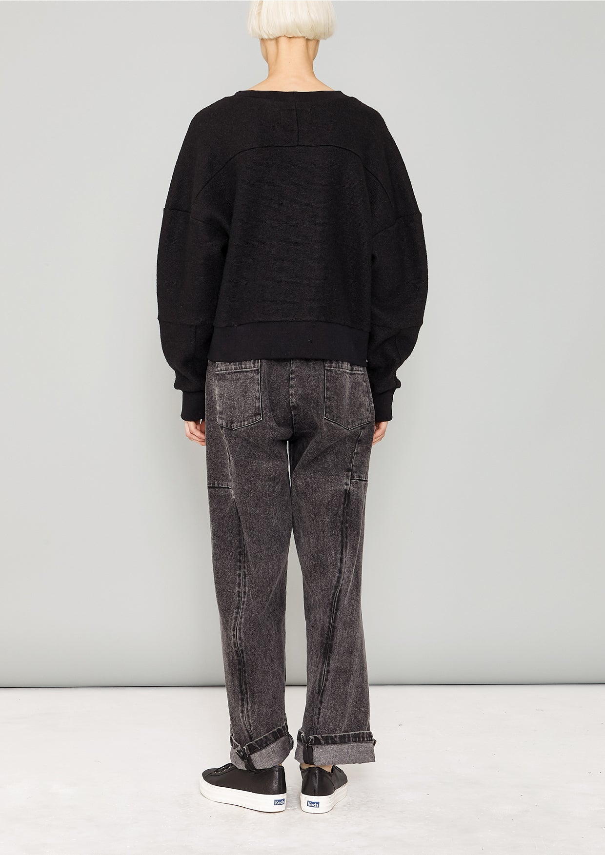 SWEATER PATCHWORK - WOOL BLEND black - BERENIK