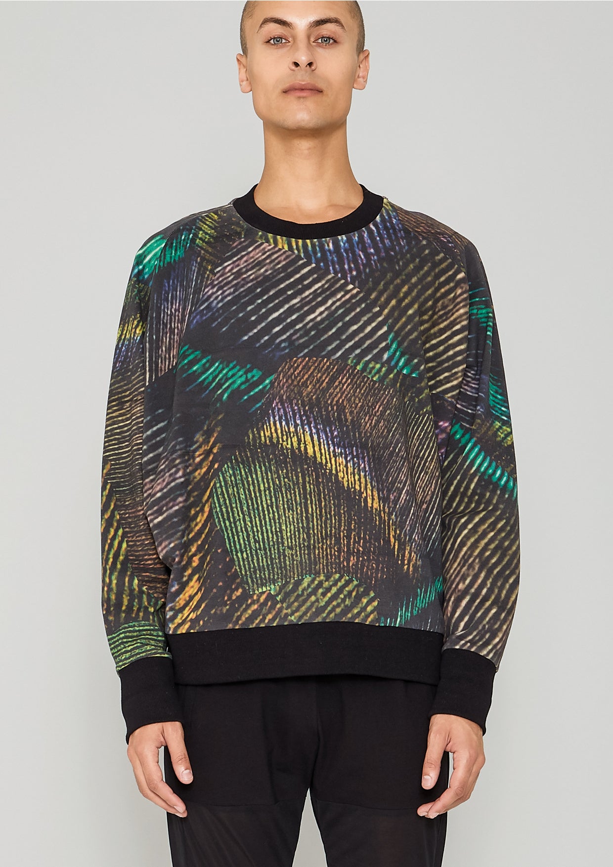 SWEATER OVERSIZED - COTTON JERSEY printed peacock - BERENIK