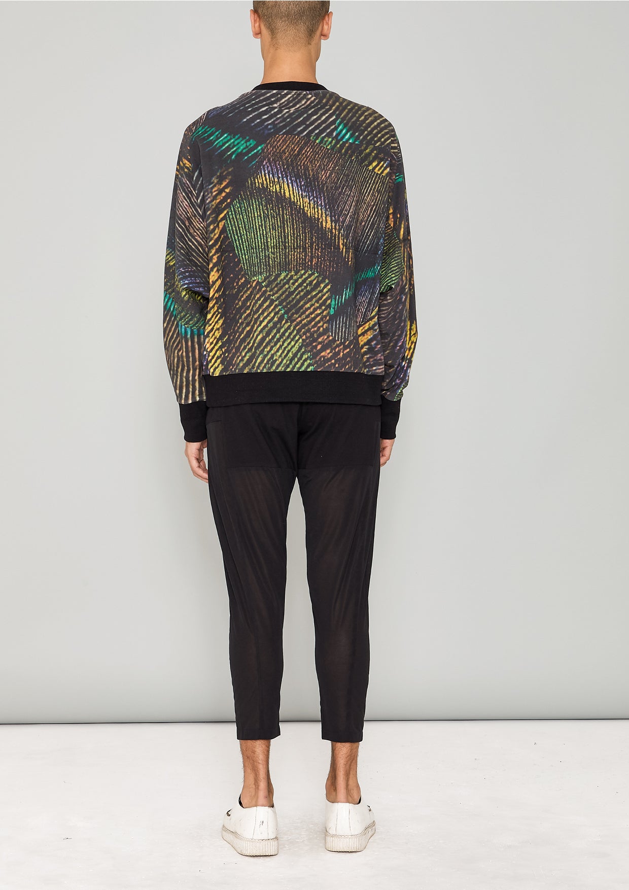 SWEATER OVERSIZED - COTTON JERSEY printed peacock - BERENIK
