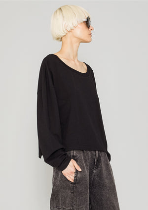 SHIRT LONG SLEEVES - COTTON JERSEY black - BERENIK