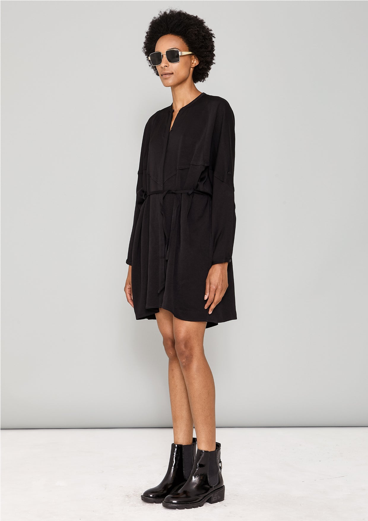 BLOUSE/DRESS - HEAVY DRAPING black - BERENIK