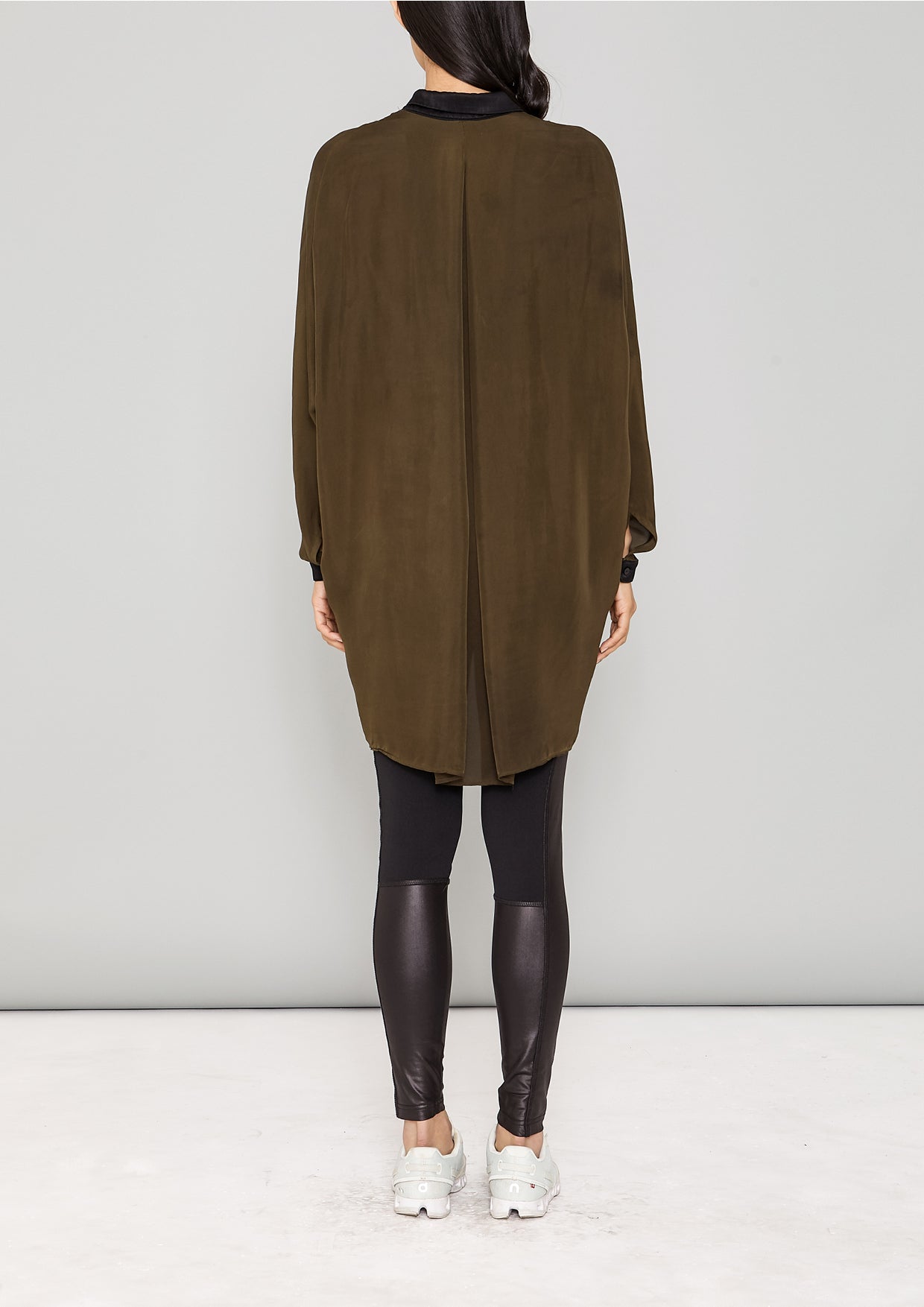 BLOUSE COLLAR - SILKY CUPRO khaki - BERENIK