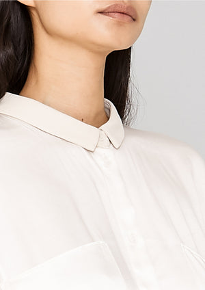 BLOUSE COLLAR - SILKY RAYON SATIN white shiny - BERENIK