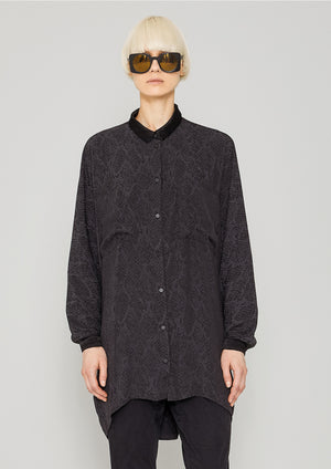 BLOUSE COLLAR - JACQUARD SATIN black snake - BERENIK