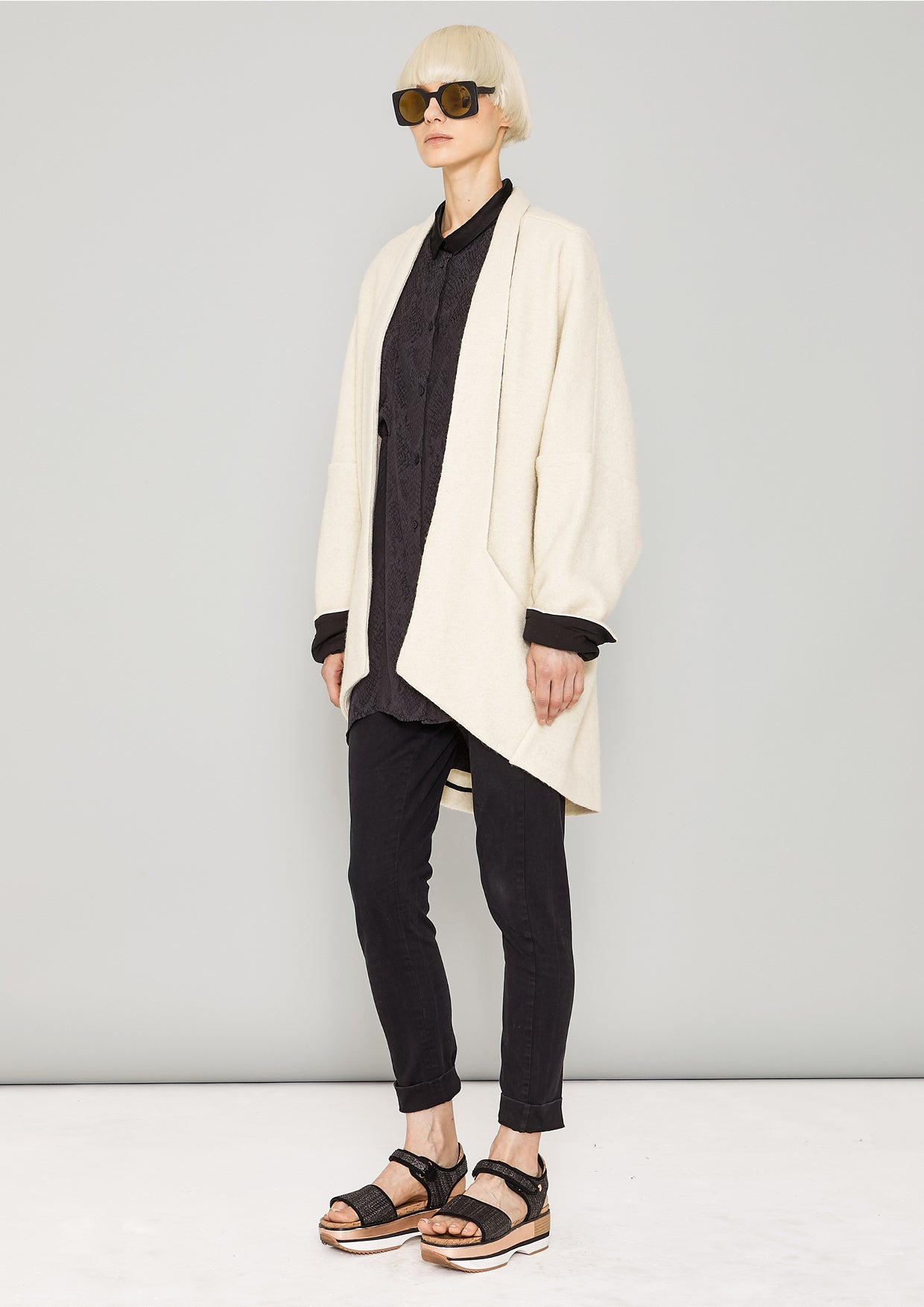 BLOUSE COLLAR - JACQUARD SATIN black snake - BERENIK