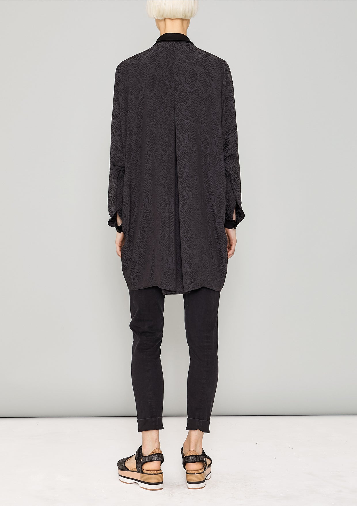 BLOUSE COLLAR - JACQUARD SATIN black snake - BERENIK