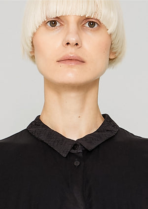 BLOUSE COLLAR - SILKY RAYON SATIN black - BERENIK