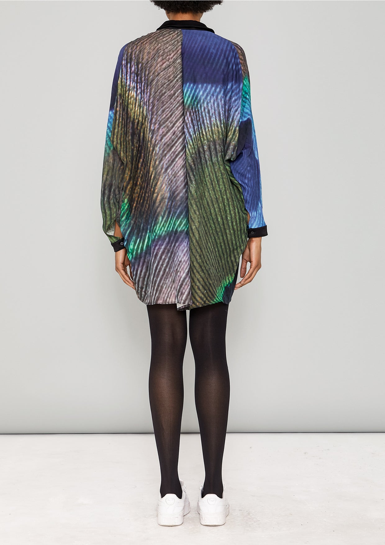 BLOUSE COLLAR - SILKY CUPRO printed peacock - BERENIK