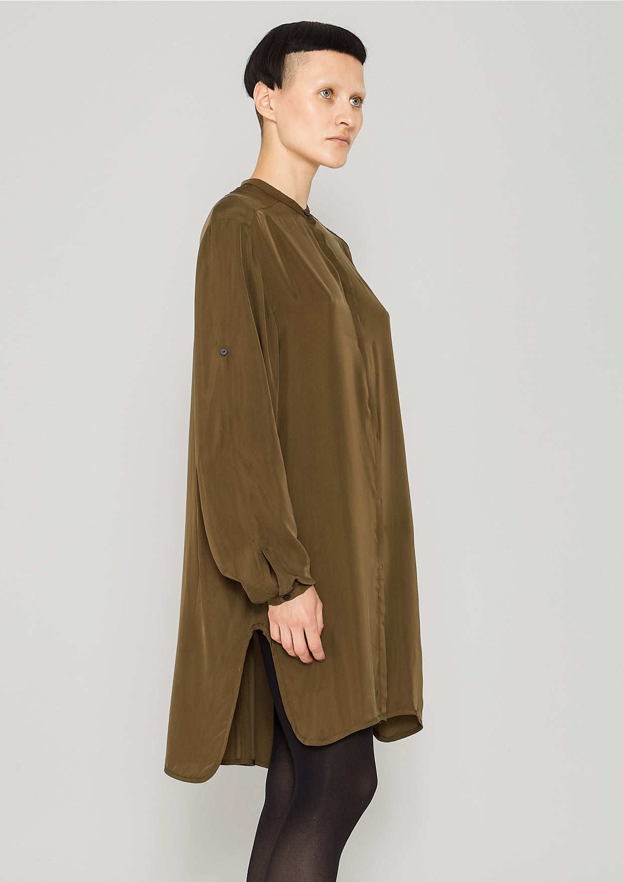 BLOUSE LONG - SILKY CUPRO khaki - BERENIK