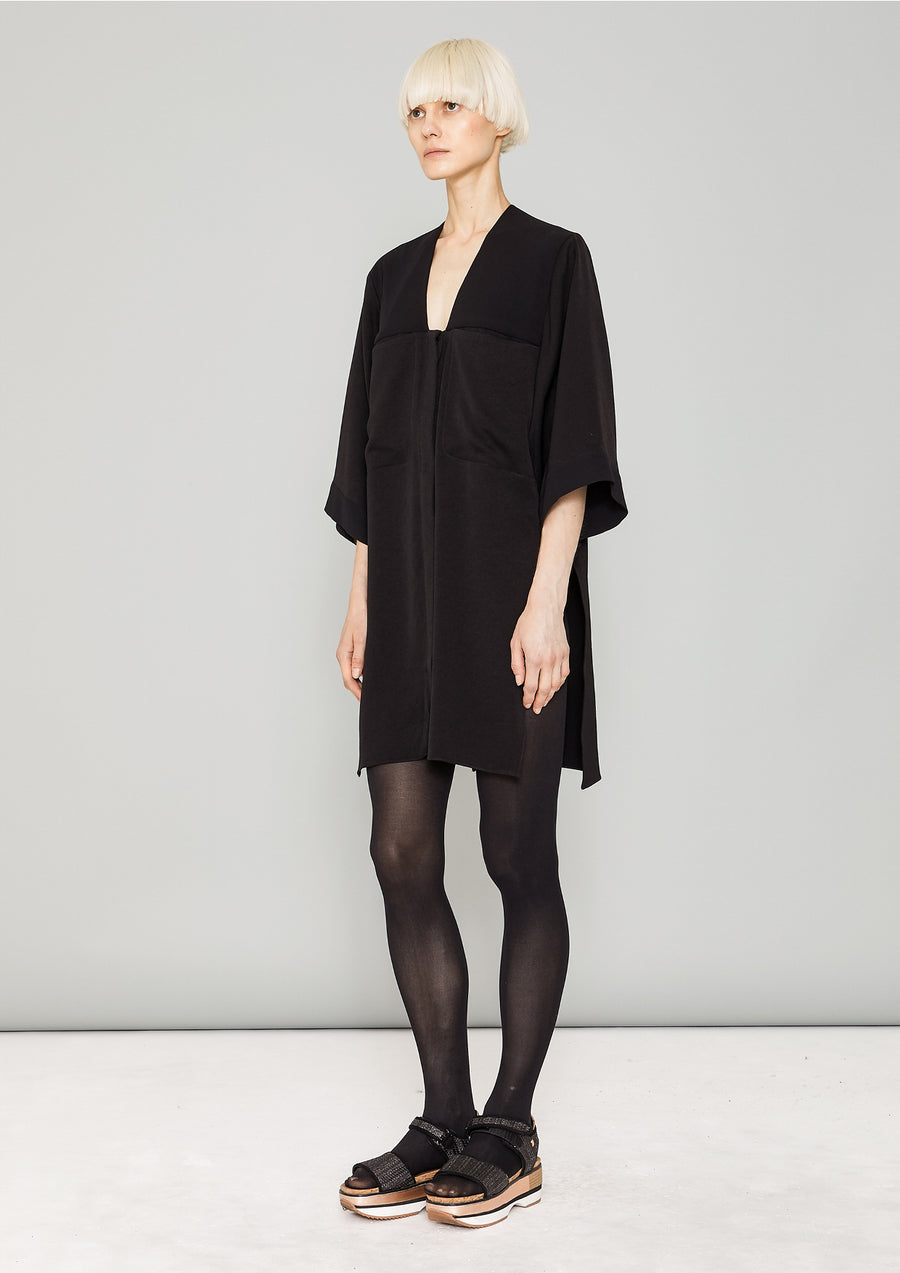 BLOUSE - POCKETS V-COLLAR - HEAVY DRAPING black - BERENIK