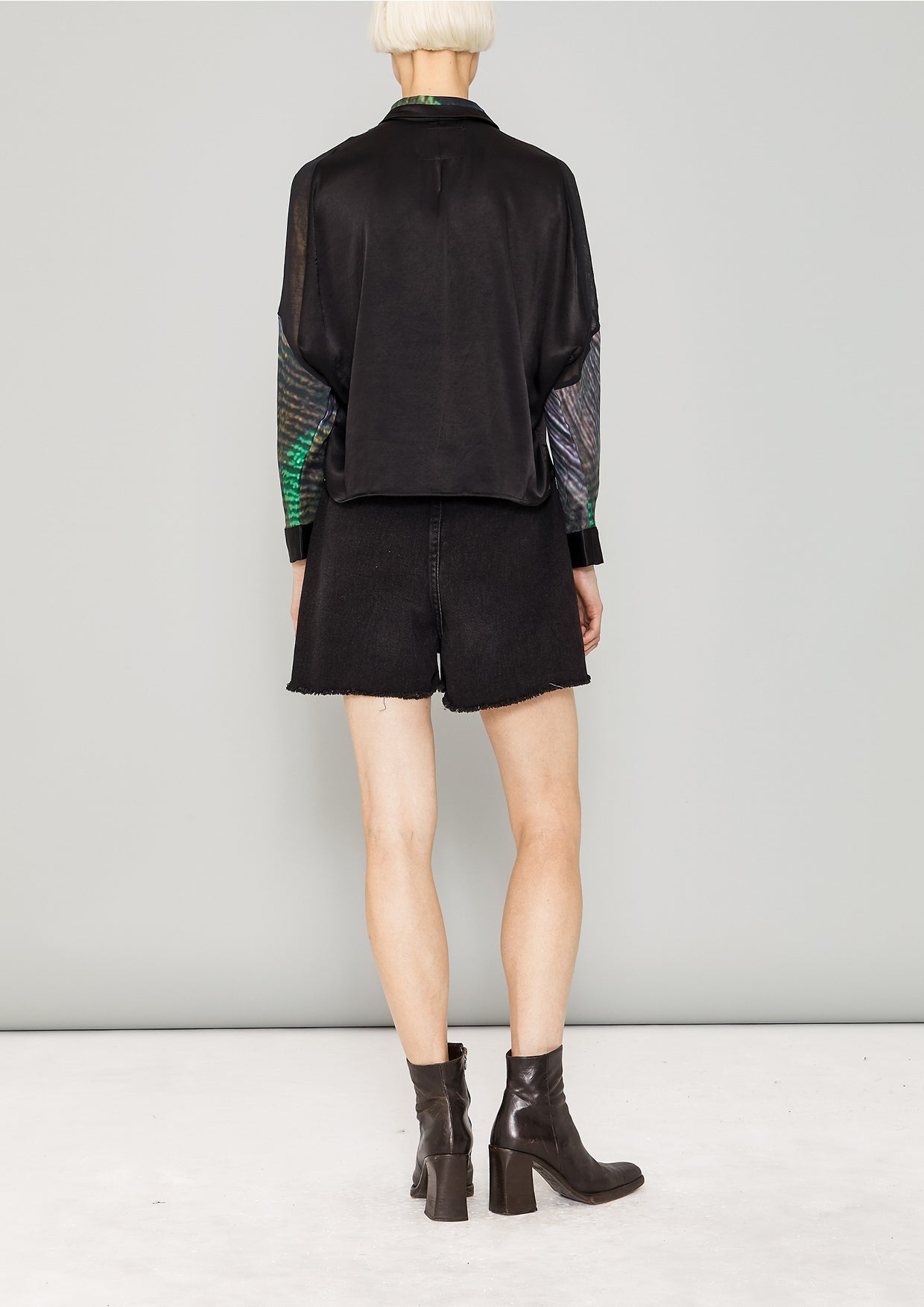 SHIRT PATCHWORK - print peacock/black - BERENIK