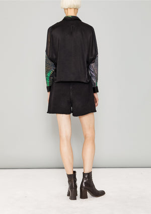 SHIRT PATCHWORK - print peacock/black - BERENIK
