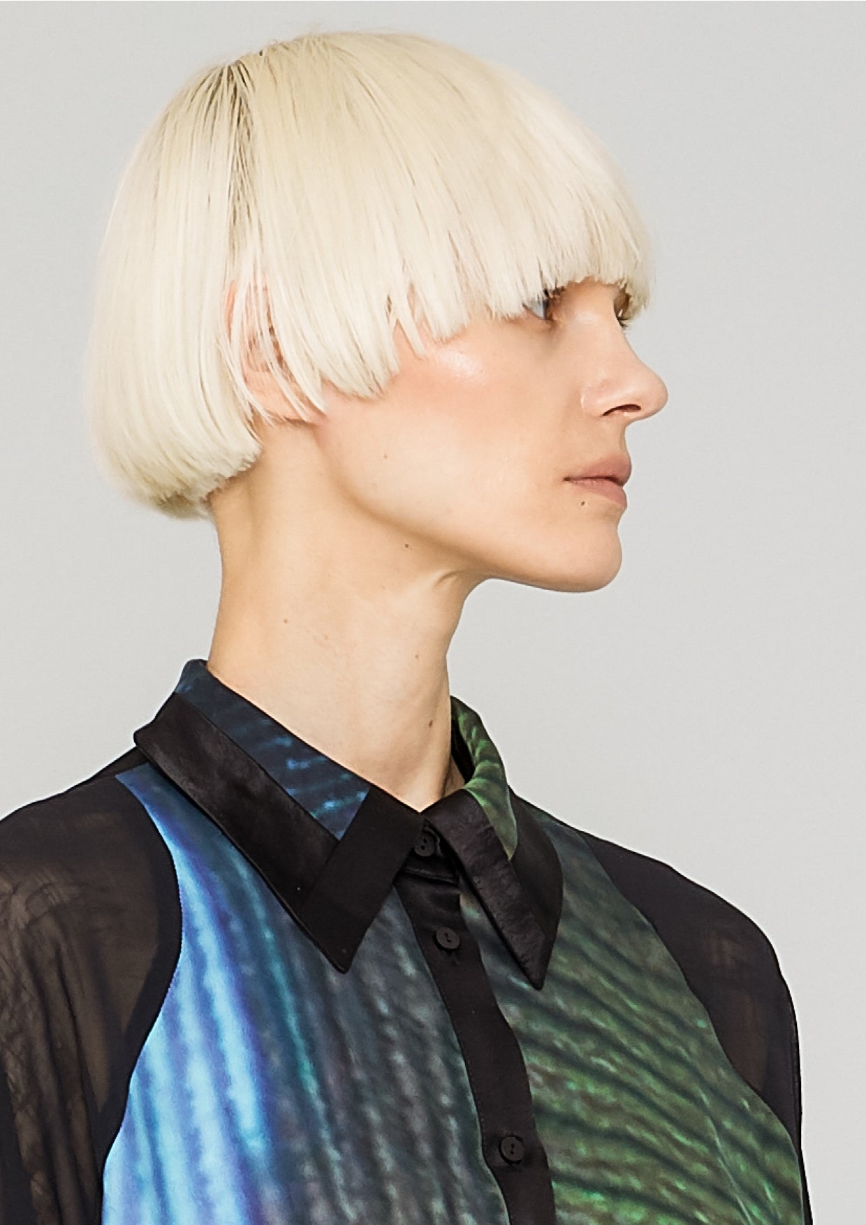 SHIRT PATCHWORK - print peacock/black - BERENIK