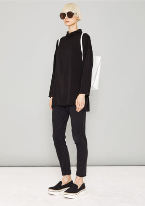 SHIRT COLLAR ZIP - HEAVY DRAPING black - BERENIK