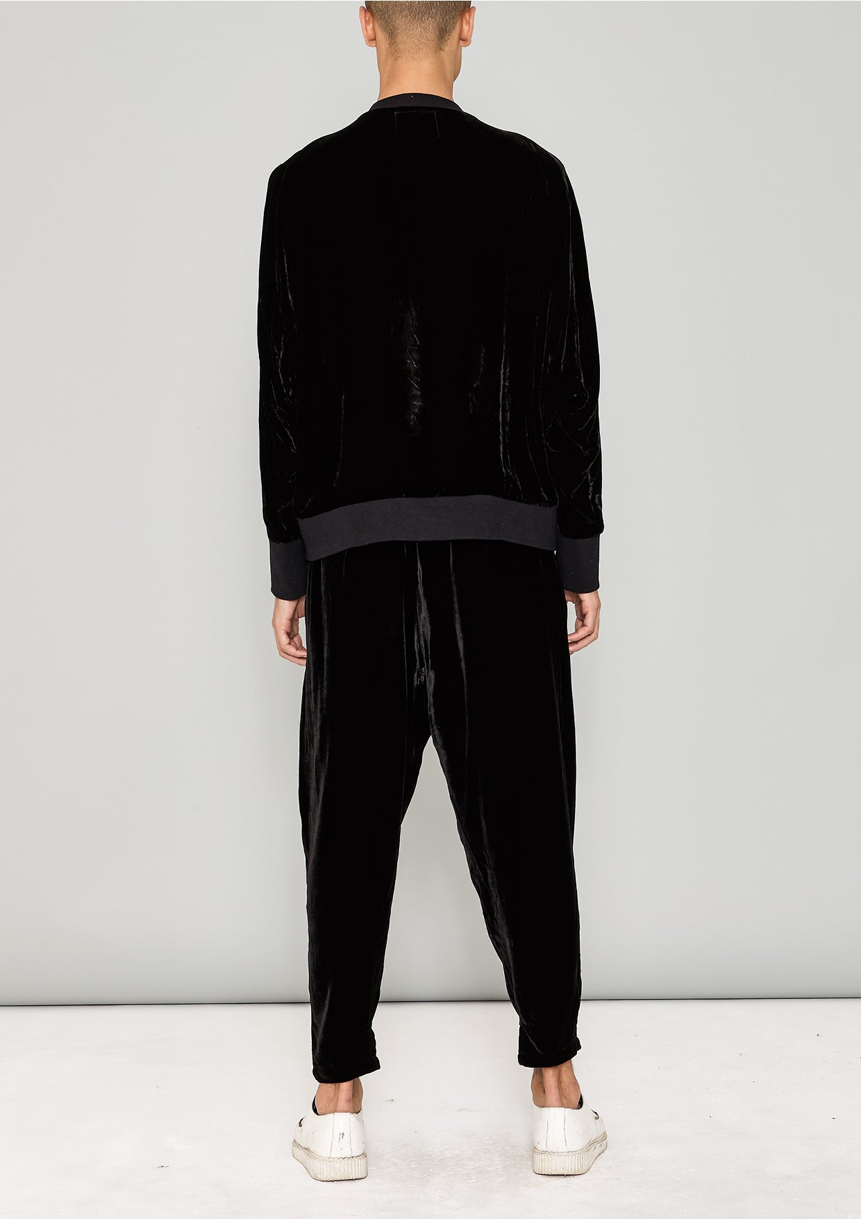 OVERSIZED SWEATER - SILK VELVET black with golden BERENIK embroidery - BERENIK