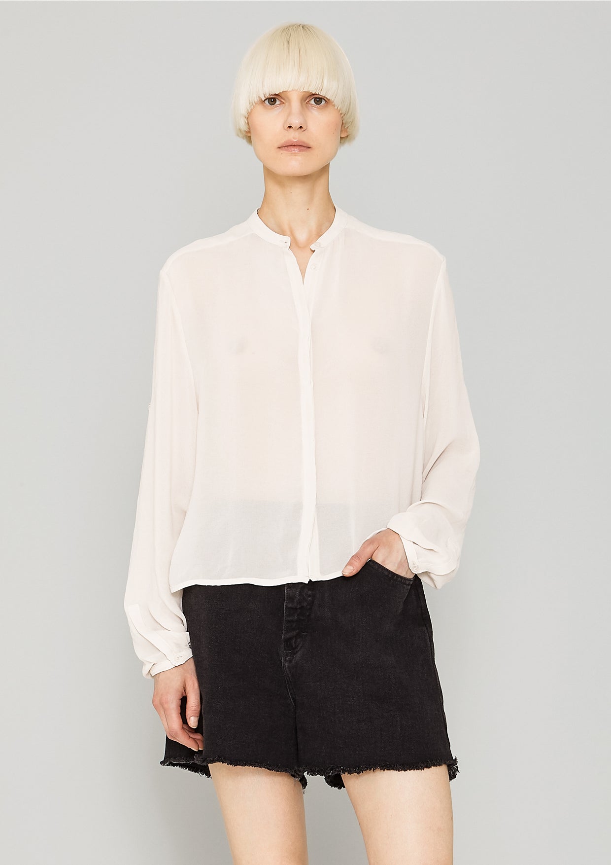 BLOUSE LONG SLEEVES - VINTAGE GEORGETTE cream - BERENIK