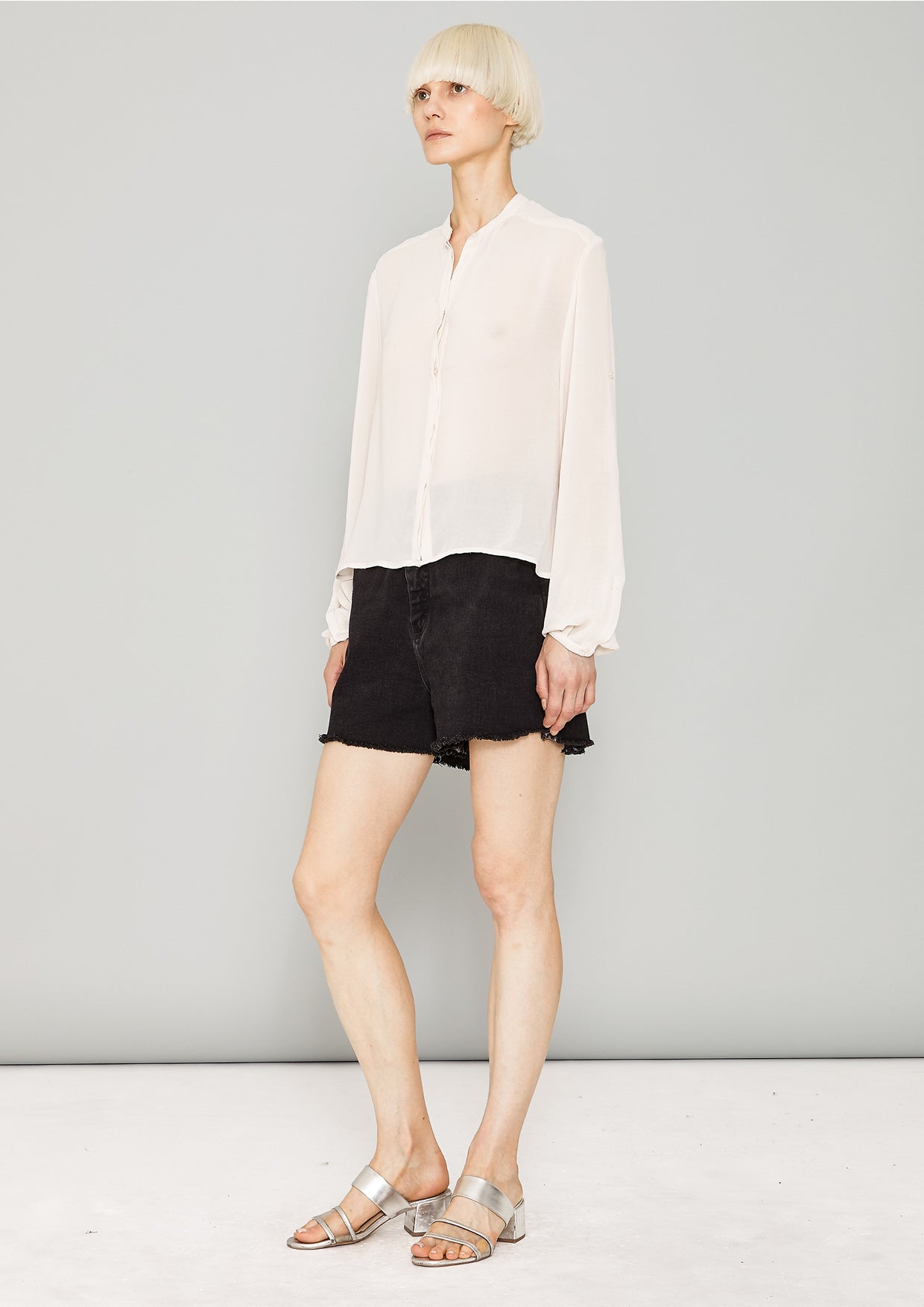 BLOUSE LONG SLEEVES - VINTAGE GEORGETTE cream - BERENIK