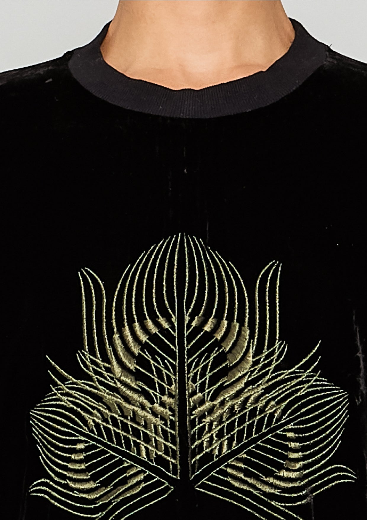 OVERSIZED SWEATER - SILK VELVET black with golden BERENIK embroidery - BERENIK