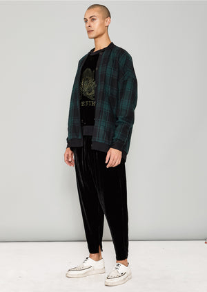 OVERSIZED SWEATER - SILK VELVET black with golden BERENIK embroidery - BERENIK