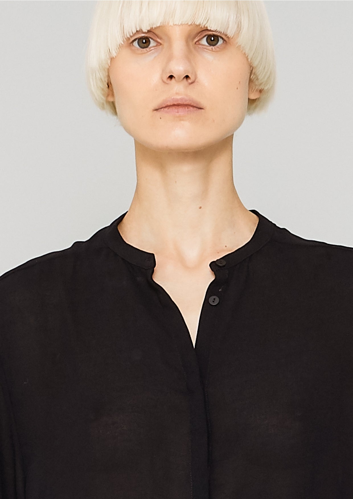 BLOUSE LONG SLEEVES - VINTAGE GEORGETTE black - BERENIK