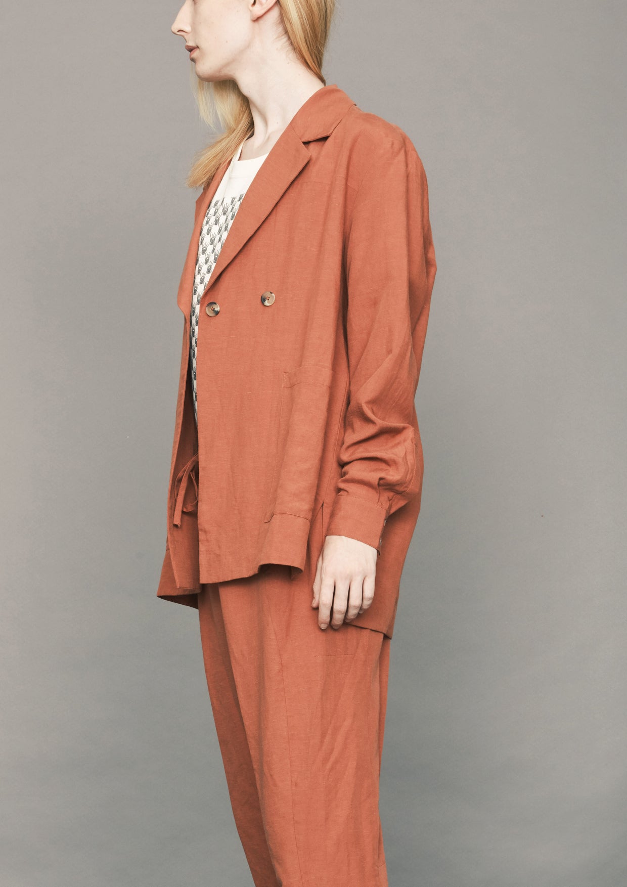 SUMMER BLAZER/JACKET - LINEN brick - BERENIK