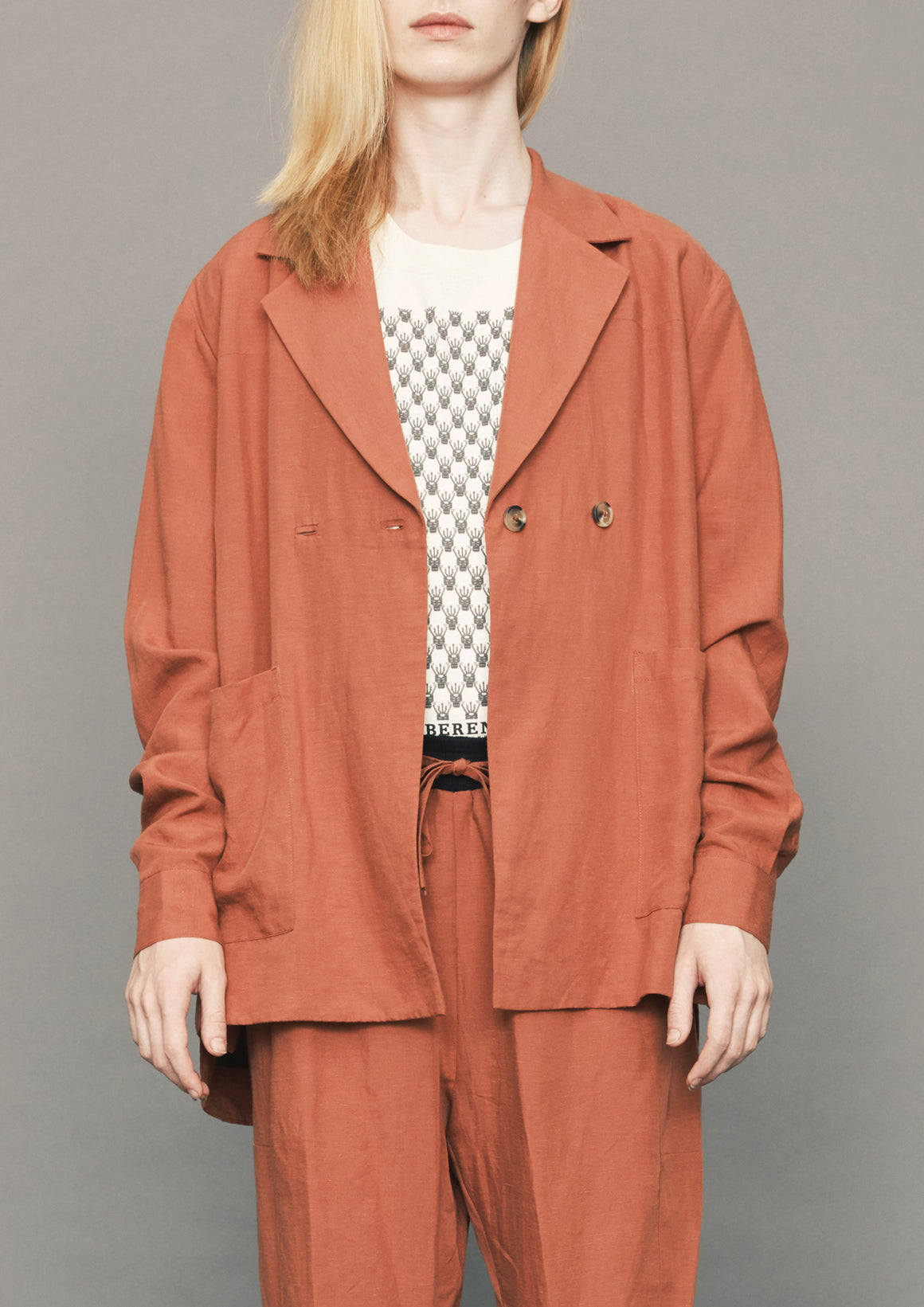 SUMMER BLAZER/JACKET - LINEN brick - BERENIK