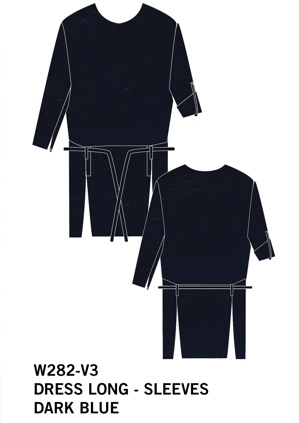 DRESS ROLLUP SLEEVES - SILK dark blue - BERENIK