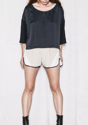 SHORTS - PATCHWORK beige/black/white - BERENIK