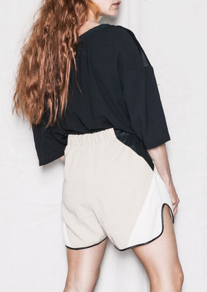 SHORTS - PATCHWORK beige/black/white - BERENIK