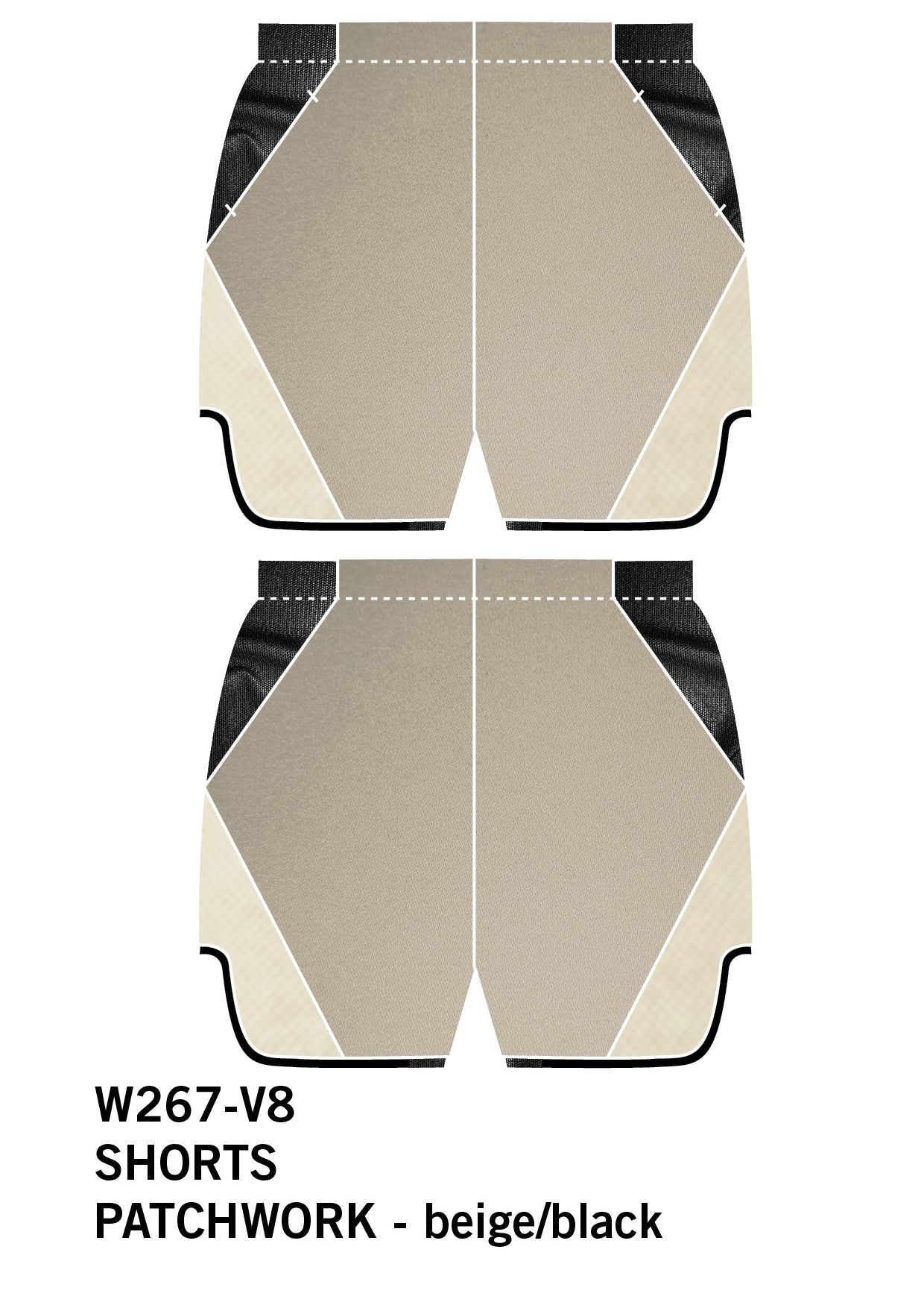 SHORTS - PATCHWORK beige/black/white - BERENIK