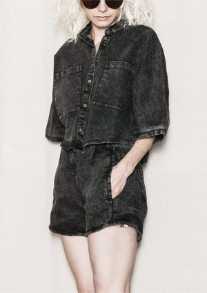 HIP SUMMER SHORTS - DENIM washed black - BERENIK