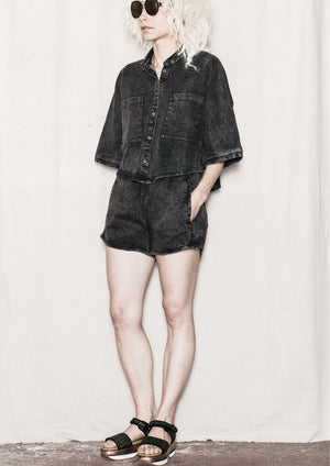 HIP SUMMER SHORTS - DENIM washed black - BERENIK