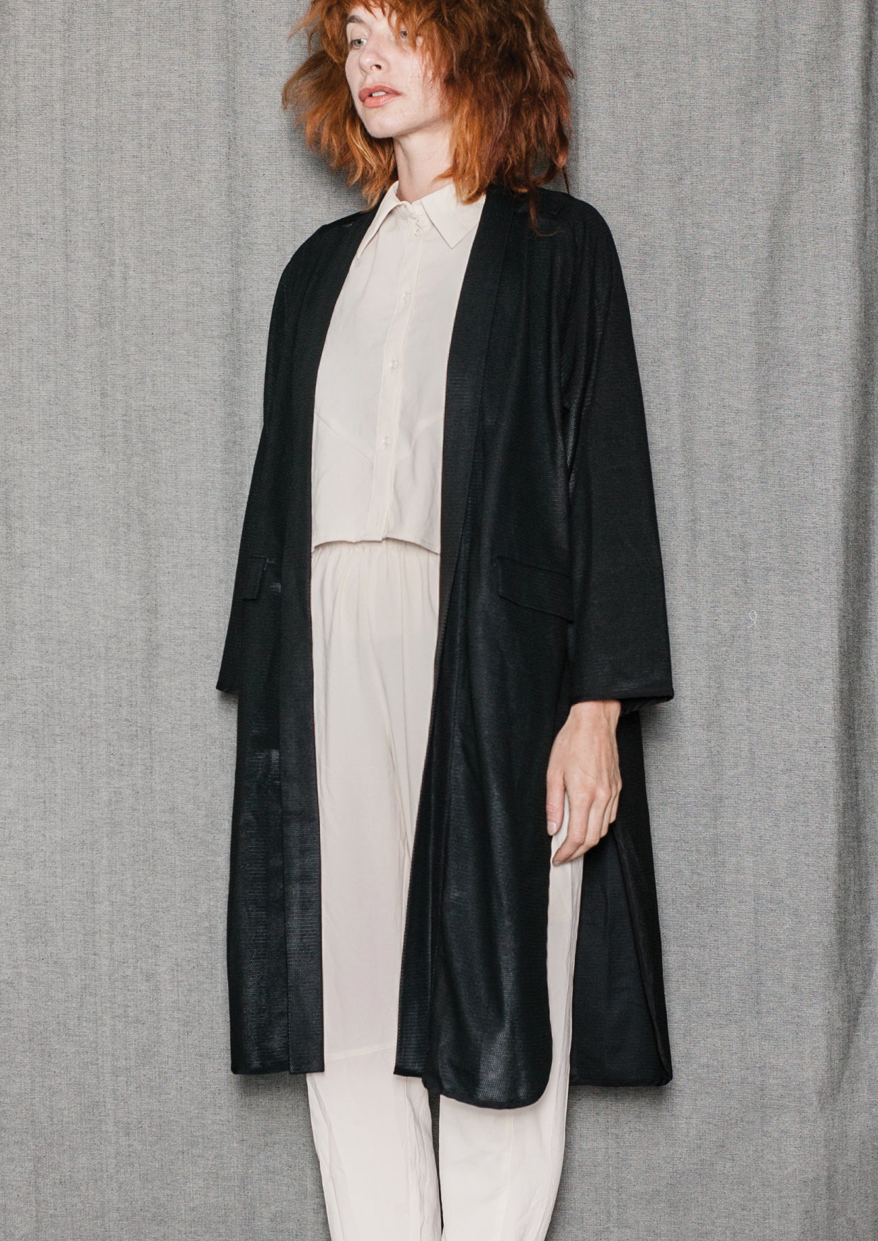 CARDIGAN LONG - TECHLACES black shiny - BERENIK