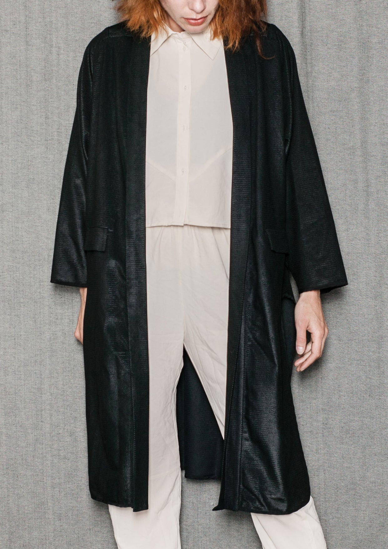 CARDIGAN LONG - TECHLACES black shiny - BERENIK