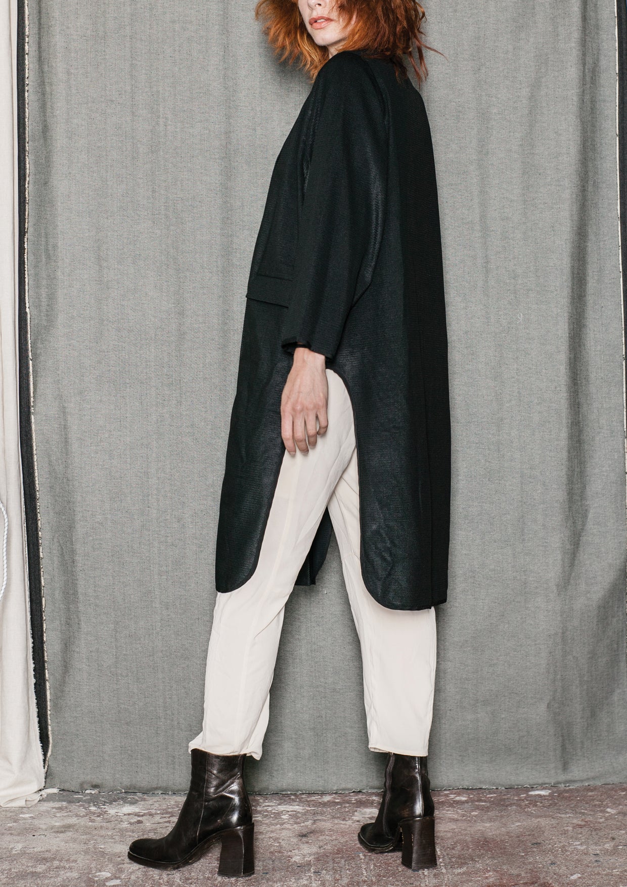 CARDIGAN LONG - TECHLACES black shiny - BERENIK