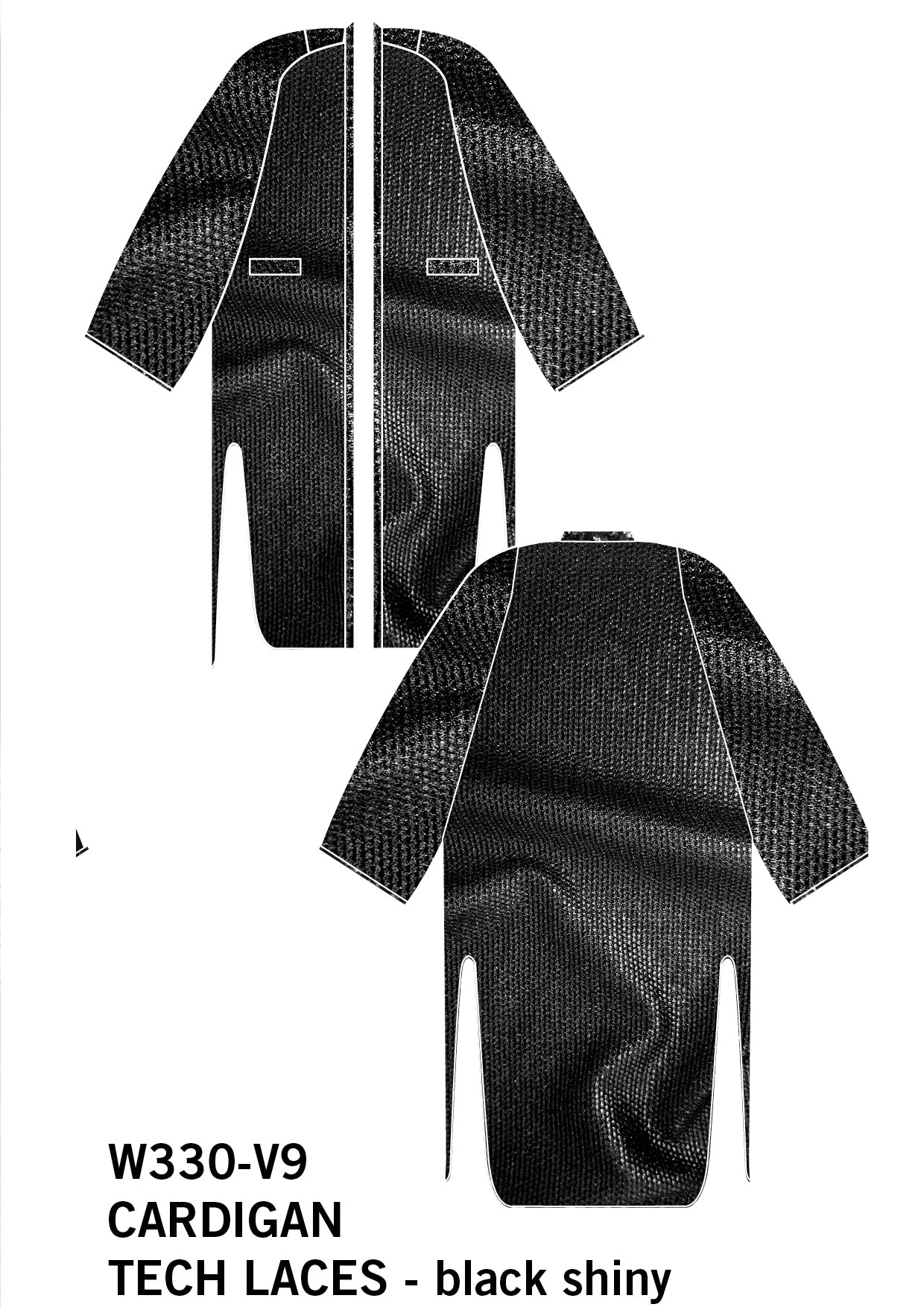 CARDIGAN LONG - TECHLACES black shiny - BERENIK