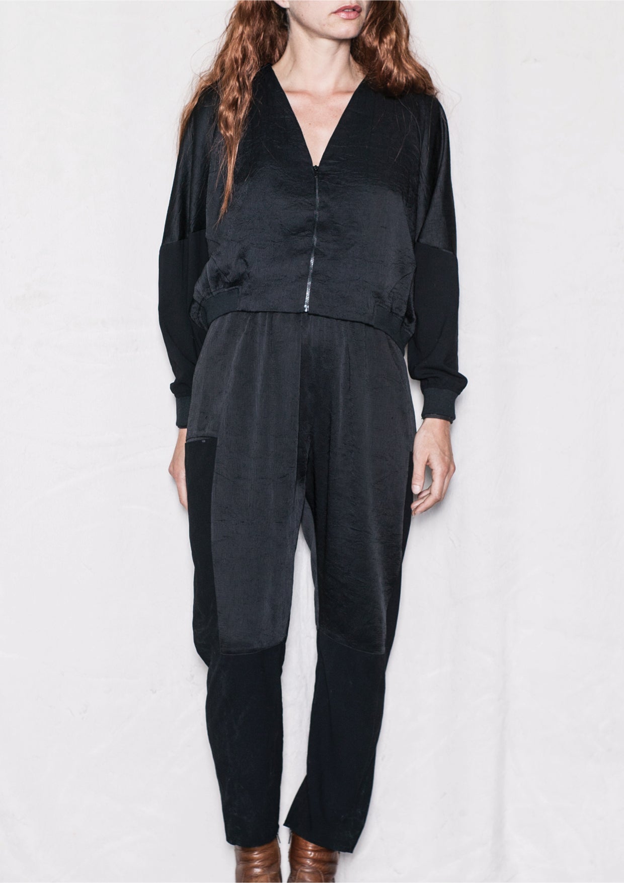 PANTS LOOSE ELASTIC - BLACK shiny - BERENIK