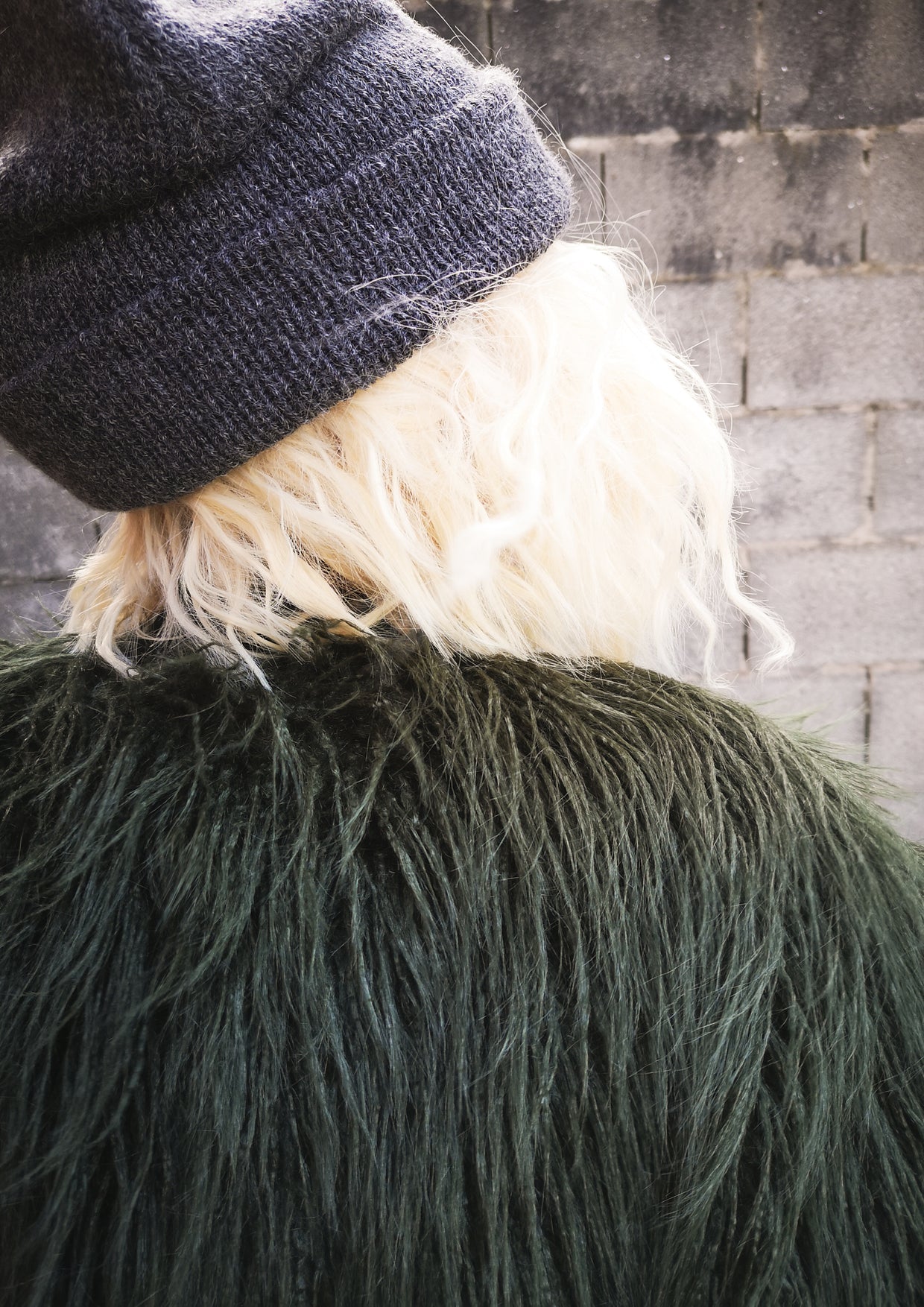 PILOT JACKET - FAUX FUR SHAGGY dark green / FUR LINING black - BERENIK