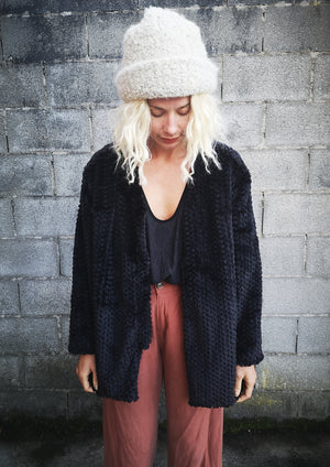 CARDIGAN - FAUX FUR black - BERENIK